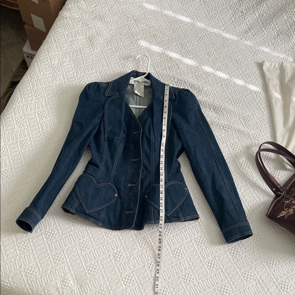 CHRISTIAN DIOR BOUTIQUE Embroidered Heart Pocket Denim Jacket - Picture 6 of 16